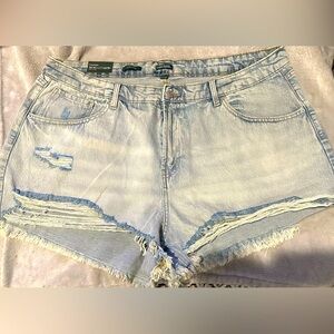 Light Blue Distressed Denim Shorts